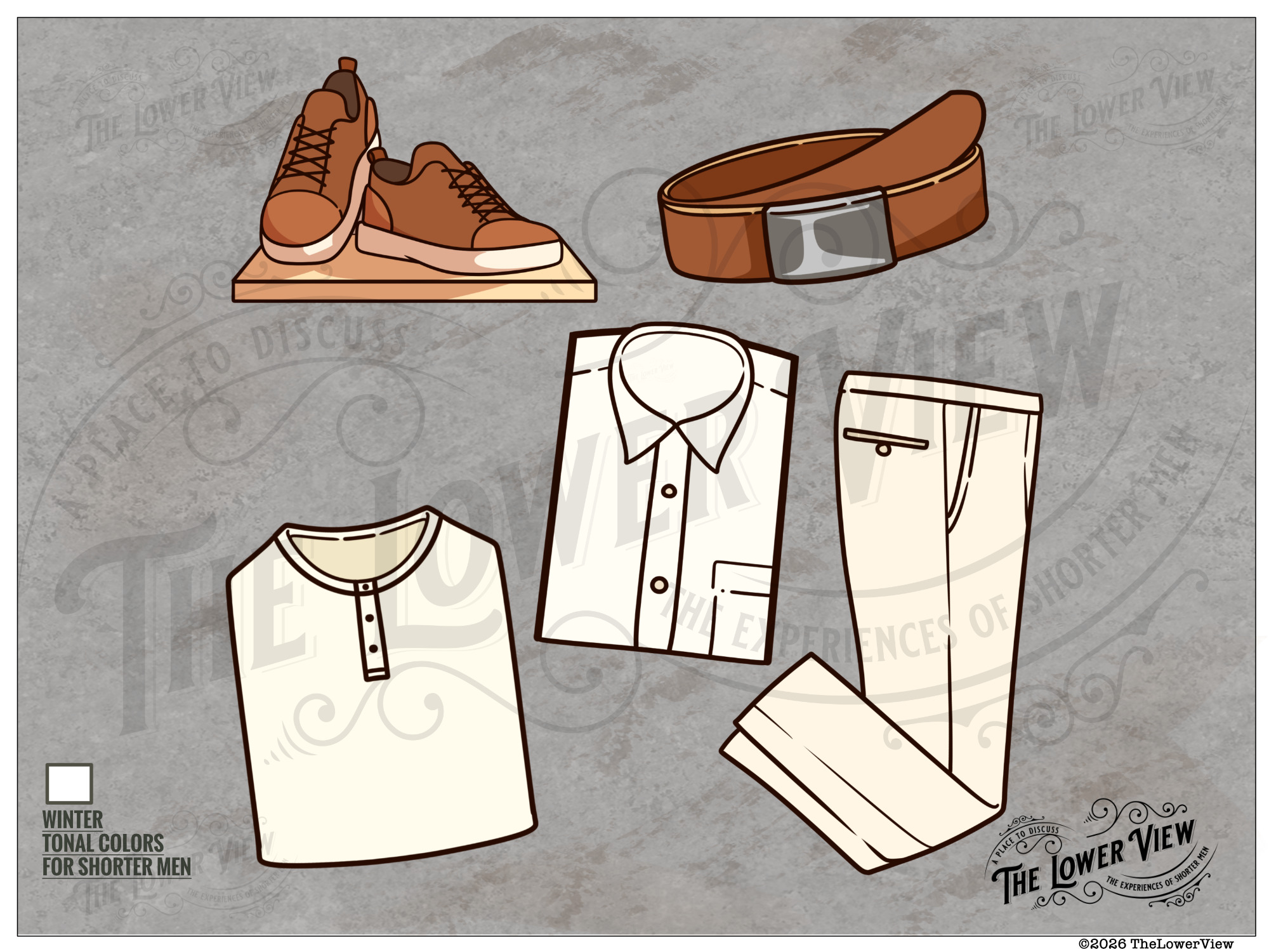 Winter Tonal Color Outfits For Shorter Men - White